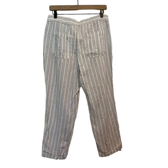 Anthropologie Linen Blend Cropped Beachy Nautical Pants Size MP - Picture 2 of 6